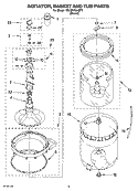 AGITATOR, BASKET AND TUB PARTS Diagram and Parts List for 7MLSR7534MT1  Whirlpool Washer