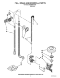 FILL, DRAIN AND OVERFILL PARTS Diagram and Parts List for KUDE50CXSS6  KitchenAid Dishwasher