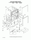 TUB AND FRAME PARTS Diagram and Parts List for KUDS30FXBL1  KitchenAid Dishwasher