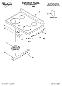 COOKTOP PARTS Diagram and Parts List for GR438LXRQ1  Whirlpool Range