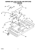 BURNER BOX, GAS VALVES, AND SWITCHES, OPTIONAL PARTS Diagram and Parts List for KGCS105GSS08  KitchenAid Cooktop