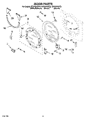 DOOR PARTS, OPTIONAL PARTS (NOT INCLUDED) Diagram and Parts List for GGW9250PL3  Whirlpool Dryer