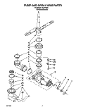 PUMP AND SPRAY ARM Diagram and Parts List for WU5750B1  Roper Dishwasher