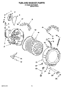 TUB AND BASKET PARTS Diagram and Parts List for GHW9400SU0  Whirlpool Washer