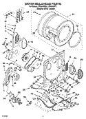DRYER BULKHEAD PARTS Diagram and Parts List for LTG5243DT6  Whirlpool Washer Dryer Combo