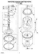 AGITATOR, BASKET AND TUB PARTS Diagram and Parts List for IP45001  Inglis Washer