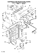 CONTROLS AND REAR PANEL PARTS Diagram and Parts List for 1CWTW5500SQ0  Whirlpool Washer