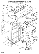 CONTROLS AND REAR PANEL PARTS Diagram and Parts List for 7MLSR7534MT1  Whirlpool Washer