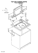 TOP AND CABINET PARTS Diagram and Parts List for 2DMTW5705TW0  Whirlpool Washer