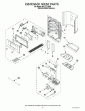 DISPENSER FRONT PARTS Diagram and Parts List for KFIL27CXMS4  KitchenAid Refrigerator