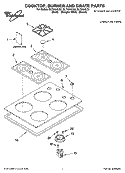 COOKTOP, BURNER AND GRATE PARTS Diagram and Parts List for GLT3034LB2  Whirlpool Cooktop