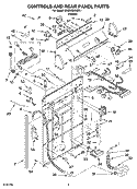 CONTROLS AND REAR PANEL PARTS Diagram and Parts List for 3RGSC9400RL1  Whirlpool Washer