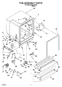 TUB ASSEMBLY Diagram and Parts List for DU620PWKQ0  Whirlpool Dishwasher