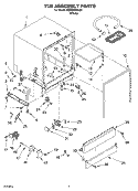 TUB ASSEMBLY Diagram and Parts List for DU800SWKQ0  Whirlpool Dishwasher