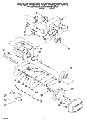 MOTOR AND ICE CONTAINER Diagram and Parts List for 3XES0FHQKB01  Whirlpool Refrigerator