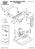 TOP AND CONSOLE PARTS OPTIONAL PARTS (NOT INCLUDED) Diagram and Parts List for REX3614KW2  Roper Dryer