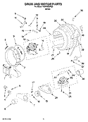 DRUM AND MOTOR PARTS, OPTIONAL PARTS (NOT INCLUDED) Diagram and Parts List for YLEW0050PQ3  Whirlpool Dryer