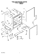 TUB AND FRAME PARTS Diagram and Parts List for KUDX03FTSS2  KitchenAid Dishwasher