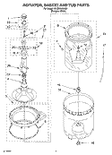AGITATOR, BASKET AND TUB PARTS Diagram and Parts List for 3XLBR5432JQ1  Whirlpool Washer