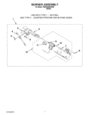 BURNER ASSEMBLY Diagram and Parts List for 7MWGD8800AW0  Whirlpool Dryer