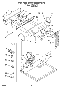 TOP AND CONSOLE PARTS Diagram and Parts List for YLEN2000PW1  Whirlpool Dryer
