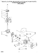 BRAKE, CLUTCH, GEARCASE, MOTOR & PUMP Diagram and Parts List for 8LSR5132BW1  Whirlpool Washer