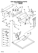 TOP AND CONSOLE PARTS Diagram and Parts List for YWED5700SW0  Whirlpool Dryer