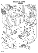 BULKHEAD PARTS Diagram and Parts List for GEW9250SU0  Whirlpool Dryer