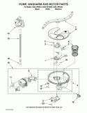 PUMP, WASHARM AND MOTOR PARTS Diagram and Parts List for KUDL15FXWH3  KitchenAid Dishwasher