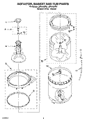 AGITATOR, BASKET AND TUB PARTS Diagram and Parts List for LBR5432PT0  Whirlpool Washer