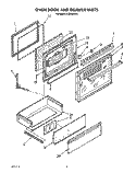 OVEN DOOR AND DRAWER Diagram and Parts List for FGS385VL1  Whirlpool Range