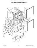 TUB AND FRAME PARTS Diagram and Parts List for KUDS30FXPA9  KitchenAid Dishwasher