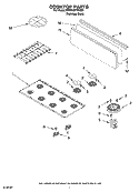 COOKTOP PARTS Diagram and Parts List for KDRP487MSS03  KitchenAid Range