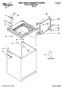 TOP AND CABINET PARTS Diagram and Parts List for 7MLBR7333MT2  Whirlpool Washer