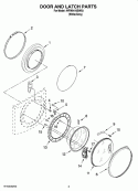DOOR AND LATCH PARTS Diagram and Parts List for WFW8410SW03  Whirlpool Washer