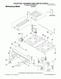 COOKTOP, BURNER AND GRATE PARTS Diagram and Parts List for KGCU407VSS00  KitchenAid Cooktop