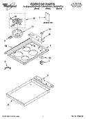COOKTOP PARTS Diagram and Parts List for RS675PXGB14  Whirlpool Range
