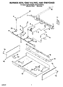 BURNER BOX, GAS VALVES, AND SWITCHES Diagram and Parts List for KGCV465MMT03  KitchenAid Cooktop