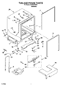 TUB AND FRAME PARTS Diagram and Parts List for KUDS02ISSS1  KitchenAid Dishwasher