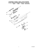 CONTROL PANEL AND LATCH PARTS Diagram and Parts List for WDF310PLAD1  Whirlpool Dishwasher