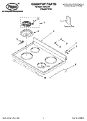 COOKTOP PARTS Diagram and Parts List for RME32303  Roper Range
