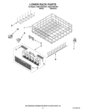 LOWER RACK PARTS Diagram and Parts List for 7WDT770PAYM1  Whirlpool Dishwasher