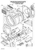 DRYER BULKHEAD PARTS Diagram and Parts List for LTE6234DQ6  Whirlpool Washer Dryer Combo