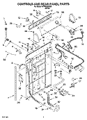 CONTROLS AND REAR PANEL PARTS Diagram and Parts List for WTW5200SQ0  Whirlpool Washer