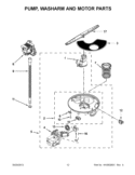 PUMP, WASHARM AND MOTOR PARTS Diagram and Parts List for IUD8100YS2  Whirlpool Dishwasher