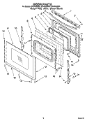 DOOR PARTS, OPTIONAL PARTS (NOT INCLUDED) Diagram and Parts List for SF196LEMQ1  Whirlpool Range