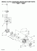 BRAKE, CLUTCH, GEARCASE, MOTOR AND PUMP PARTS Diagram and Parts List for 7MWT96500SQ2  Whirlpool Washer