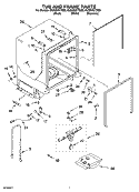 TUB AND FRAME PARTS Diagram and Parts List for GU3200XTSS0  Whirlpool Dishwasher