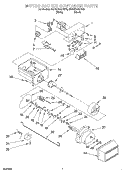 MOTOR AND ICE CONTAINER Diagram and Parts List for 6ED22DQXFB03  Whirlpool Refrigerator