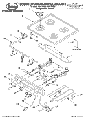 COOKTOP AND MANIFOLD, LITERATURE Diagram and Parts List for FGP210KN0  Roper Range